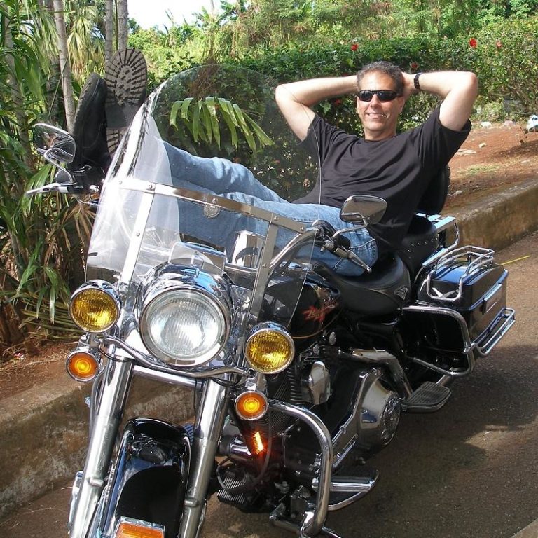Robert Cravalho on on his Harley Davidson Road King